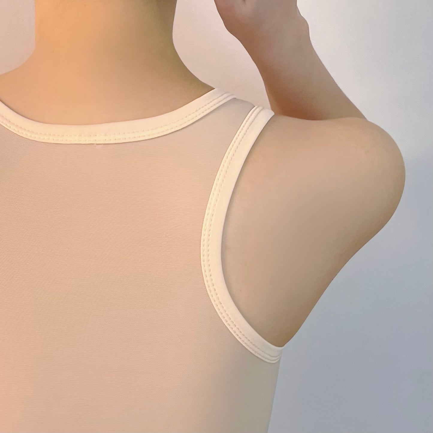 Half Mesh Zipper Front Bandage Top