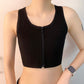 Half Mesh Zipper Front Bandage Top